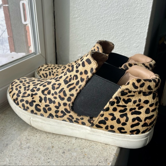 Coconuts by Matisse Sz 8 Calf Hair Brown Animal Print Harlan Hi Top Sneaker Shoe - Picture 5 of 15